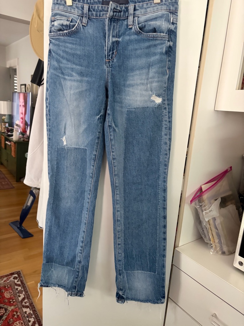 Joe's Jeans Light Blue Straight Leg Patchwork Jeans the Lara